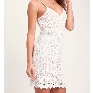 Lulus Perfect Love White and Nude Lace Mini Dress